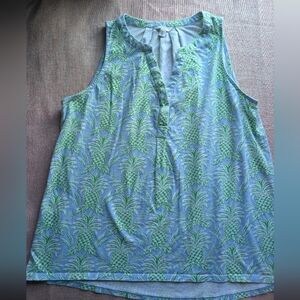 Crown & Ivy Pineapple Print Tank Top - Blue and Green